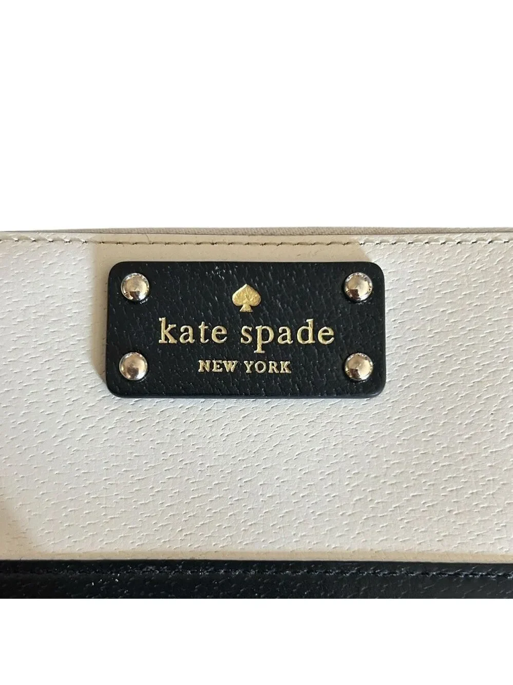 Kate Spade Neda Grand Street Cream and Black Pebbled Leather Zip Around Wallet